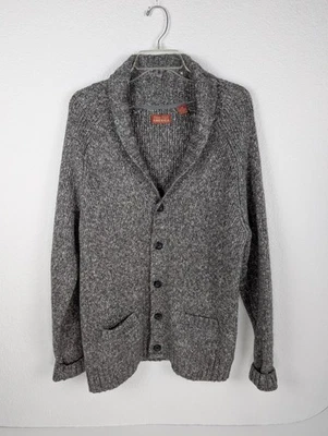 Perry Ellis Men's Shawl Collar Cardigan Medium Heather Gray Grandpa Retro Prep - Image 1 of 4