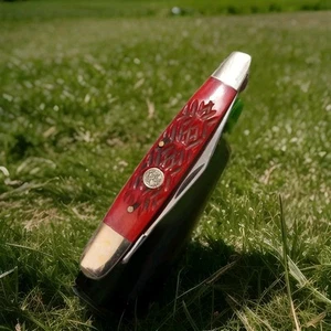 Pocket Knife Iron Horse Large TEXAS Jack Red Jigged Bone Handle Folding .NEW - Picture 1 of 4