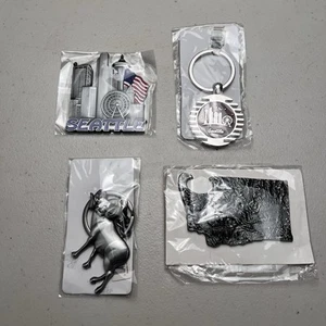 Seattle Washington Souvenir Keychains Magnets Space Needle Pewter Big Horn Sheep - Picture 1 of 11