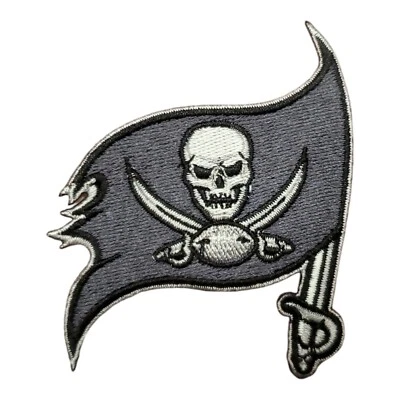 Tampa Bay Buccaneers Patch. Grey And Black Design. Embroidered. Iron On Backing - Image 1 of 4