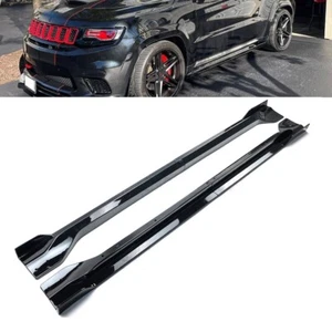 For Jeep Grand Cherokee SRT SRT8 Trackhawk 12-21 Gloss BLK Side Skirt Extension - Picture 1 of 6