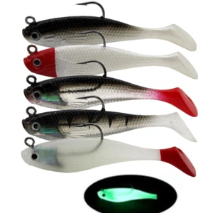 5 Stück Jigkopf Soft Angelköder 8cm Glow Sinking Kunst Jigs Köder Forelle Haken - Bild 1 von 9