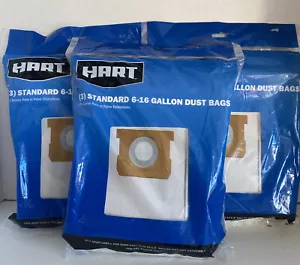 Brand New HART 6-16 Gallon Standard Vacuum Dry Dust Bags for Shop-Vac - 3-3Packs - Picture 1 of 4