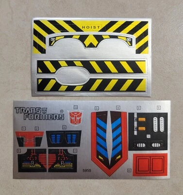 TRANSFORMERS G1 HOIST STICKER SHEET RARE! AUTOBOT CAR ROBOT DECALS LABELS - Image 1 of 2