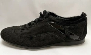 FRATELLI ROSSETTI Italy Black Lace up Fur Covered Shoes Women's Sz 38.5 / US 8 - Picture 1 of 6