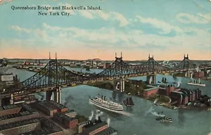 POSTCARD Queensboro Bridge and Blackwell's Island, New York City, NY - Picture 1 of 2