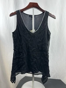 NWT Kenneth Cole Women’s Nov Dely Jet Black Beaded Tunic 100% Silk Size 6 - Picture 1 of 4