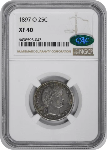 1897-O Barber Silver Quarter EF40 NGC (CAC) Cover