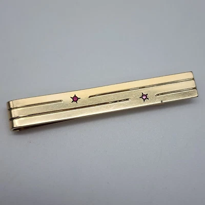 Vintage BAB - 12k Gold Filled Tiny Ruby, Star Motif - Men's Tie Clasp / Bar - Image 1 of 4