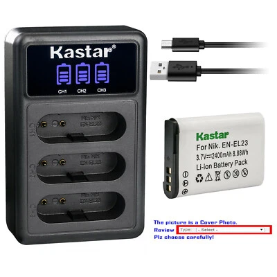 Cargador USB triple de batería Kastar para Nikon EN-EL23 MH-67P y Nikon Coolpix P600 Foto 1 de 4
