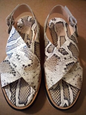 AGL flat leather sandals, new w/box, snakeskin print, made in Italy, size 37 - Image 1 of 4