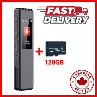 128GB Digital Voice Recorder MP3 Audio Player Noise Reduction 600 Hours Playback - Image 1 of 4