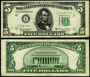 FR. 1966 L* $5 1950-E Federal Reserve Note San Francisco L-* Block VF Star - Picture 1 of 3