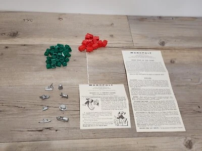 Piezas de juego Monopoly 1961 vintage, casas, hoteles, instrucciones originales Foto 1 de 4