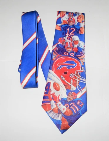 NEW Vintage 1990 Buffalo Bills Tie Jim Kelly Rich Stadium Ralph Marlin Tie Cover