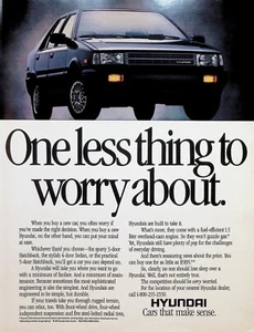 VINTAGE 1980s Print Ad ~ Hyundai Excel ~ One less thing to worry about. - Picture 1 of 1
