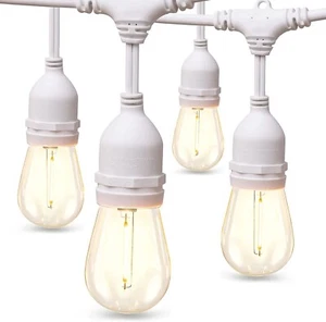 Addlon LED Outdoor String Lights 48FT/ 15 Socket ((2-PACK)) WHITE - Picture 1 of 3