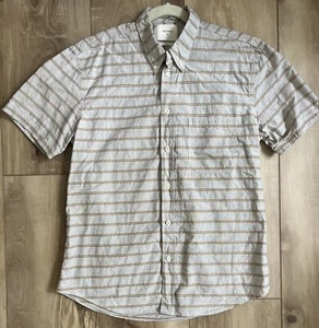 Billy Reid Mens Shirt Standard Fit Cotton Gray Camel Size Medium Made in Italy - Picture 1 of 7