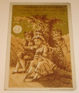 1880's Asoria Roasted Coffee Knowles, Cloyes & Co. Grocers Victorian Trade Card - Picture 1 of 3