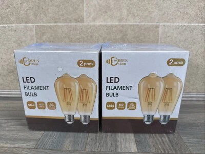X8 Dores Shop LED Filament Bulb 470L ST64 2700K 2 Pack x 4 400 Lumens  - Image 1 of 4