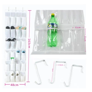 New Over the Door Shoe Organizer Rack 24 Pocket Transparent plus Non-woven Cloth - Picture 1 of 6