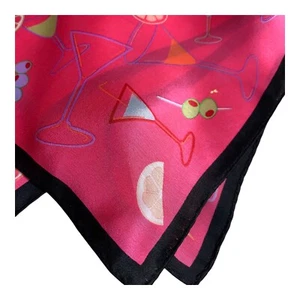 Bufanda de cóctel Martini de seda vintage rosa 20" barra cuadrada tierno regalo de San Valentín  - Imagen 1 de 7