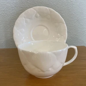 Wedgwood Oceanside Scallop Seashells Pattern White Bone China Teacup & saucer - Picture 1 of 11