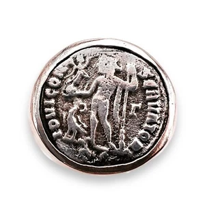 Anello uomo argento sterling antica moneta greca romana misura 11 g 8,5 -0409 - Foto 1 di 13