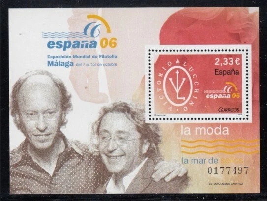 ESPAÑA Victorio y Lucchino, Fashion Designers MNH hoja recuerdo Foto 1 de 1