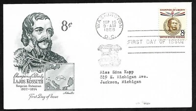 #1118 8c  Lajos Kossuth- Hungarian Patriot -  Artmaster FDC - Image 1 of 2