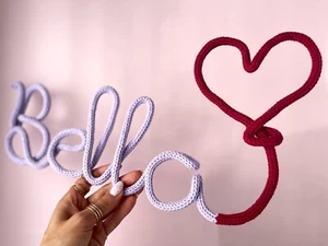 Personalized first name for nursery - Girl room letter love decor with red heart - Picture 1 of 11