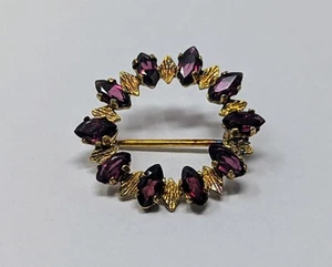Schöne Vintage Brosche 835 Silber Granat vergoldet Art.-Nr:1196 - Bild 1 von 5