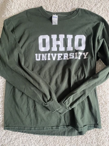 Ohio university shirt adult large green long sleeve crewneck bobcats casual mens Cover