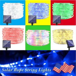 Outdoor Waterproof Solar LED Rope Fairy String Twinkle Lights Garden Patio Yard - Picture 1 of 30