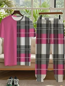 Men Casual Outfit 2-Piece Set Shirt and Pants Sweatsuit Ethnic Print BIG 5XL - Picture 1 of 6