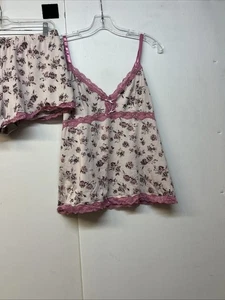Jessica Simpson PINK Rose Tank Shorts Spitze Pyjama Schlafanzug Set - Bild 1 von 5