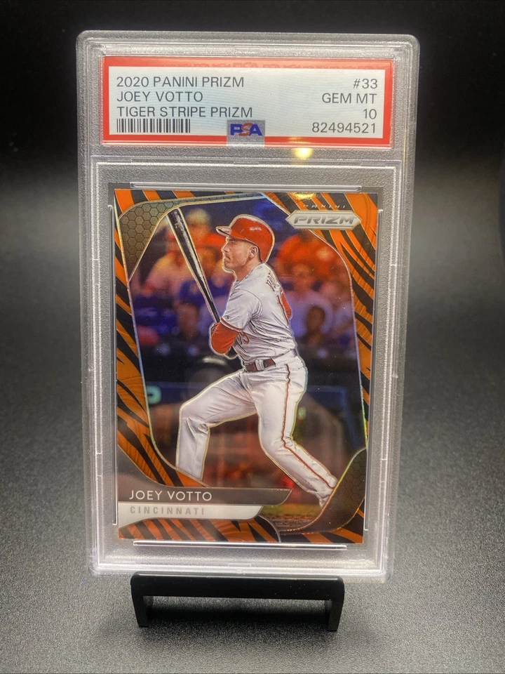 2020 Panini Prizm Joey Votto #33 Tiger Stripe PSA 10 - Pop 1! Ultra Rare! - Image 1 of 2