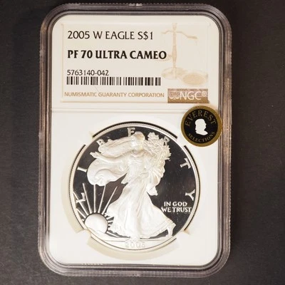 2005 W Silver American Eagle NGC PF70 Ultra Cameo Everest SELECTION G1757 - Image 1 of 4