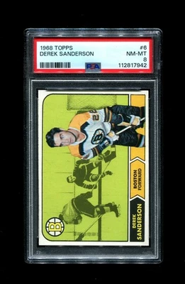 1968 DEREK SANDERSON TOPPS #6 BRUINS PSA 8 - Image 1 of 2