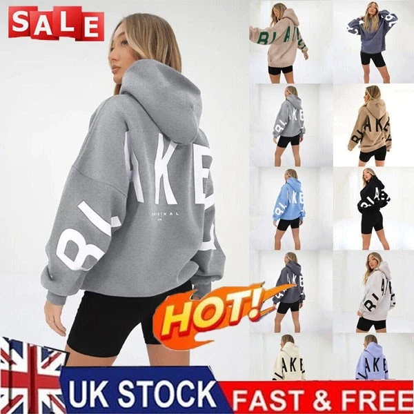 Women's Blakely Print LooseSports Hoodie Hooded Sweatshirt Pullover Long Sleeve - Image 1 of 4