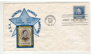 1940 FAMOUS AMERICANS CE REID PHOTO CACHET 877 WCIENTIST DR WALTER REED - Picture 1 of 1