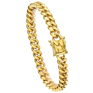 Gold Kubanische Gliederkette Halskette oder Armband mit Design Box Verschluss für Herren 18K... - Bild 1 von 7