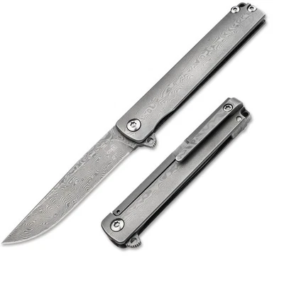 BÖKER PLUS® Gemma Damast Taschenmesser Gentleman-Messer Flipper Frame-Lock Grau - Bild 1 von 4