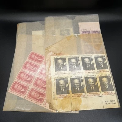 Vintage US Stamp Lot Blocks Eisenhower Hoover Churchill Roosevelt MNH OG - Image 1 of 4