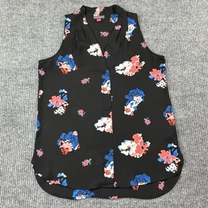 Vince Camuto Women's Floral-Print Sleeveless Top Size Small Black Sheer V Neck - Picture 1 of 15