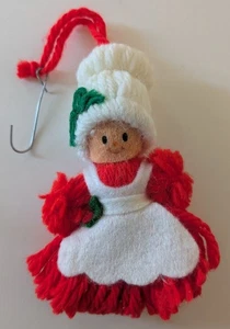 Adorno de Navidad vintage de hilo de señora Claus hecho a mano hecho en casa 4" - Imagen 1 de 4