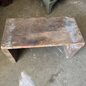 Antique PRIM Cottage Core UNIQUE Wooden Stool Bench Plant Stand DISPLAY - Picture 1 of 6