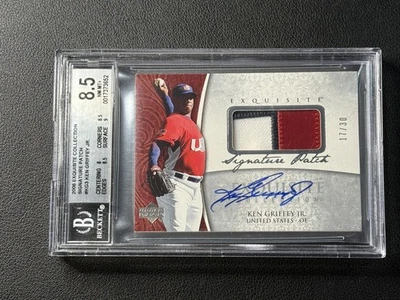 KEN GRIFFEY JR. BGS 2006 UD EXQUISITE SIGNATURE PATCH AUTO USA WBC GAME-USED /30 - Image 1 of 2