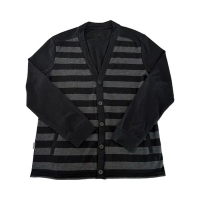 Cárdigan suéter Icebreaker para hombre talla L negro y gris a rayas lana merino Foto 1 de 4