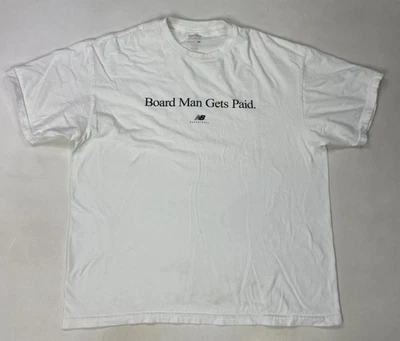 New Balance Board Man Gets Paid Basketball Graphic T-shirt Men XL White - Image 1 of 4